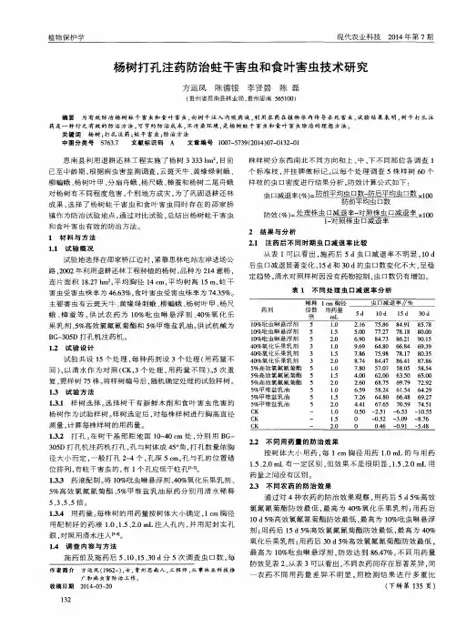 杨树打孔注药防治蛀干害虫和食叶害虫技术研究