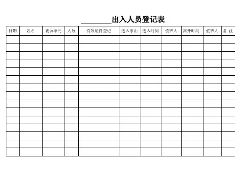 人员出入登记表