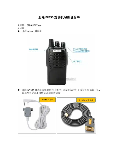 北峰BF350对讲机写频说明书
