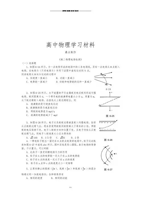 人教版高中物理选修3-1《高二电场检测》.docx