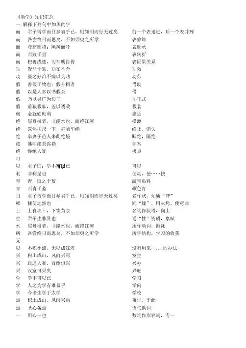 劝学 知识点总结