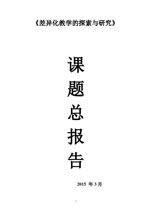 差异化总报告