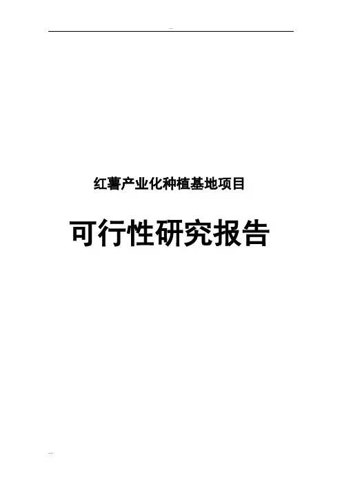 红薯产业化种植基地项目可行性研究报告