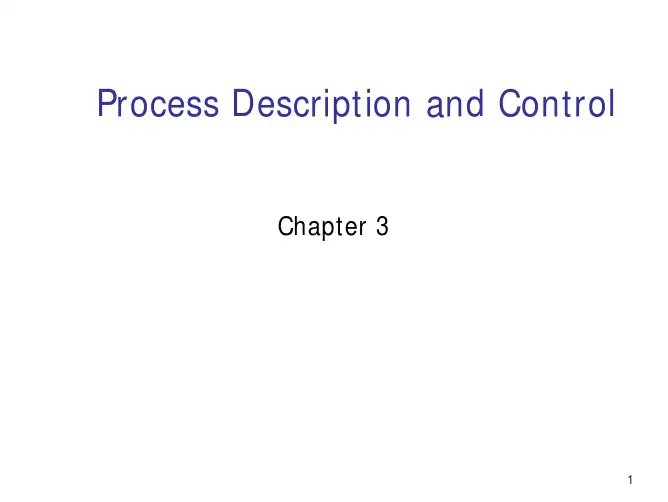 操作系统 CH3 Process Description and Control