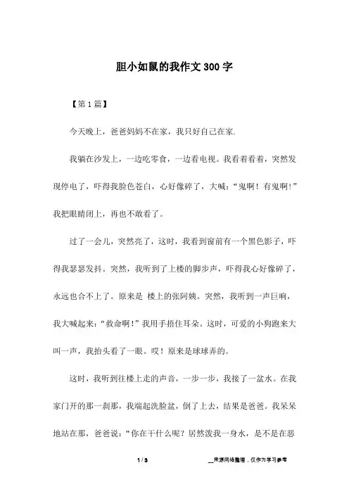 胆小如鼠的我作文300字