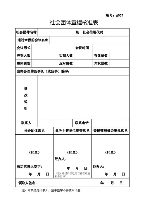 章程核准表