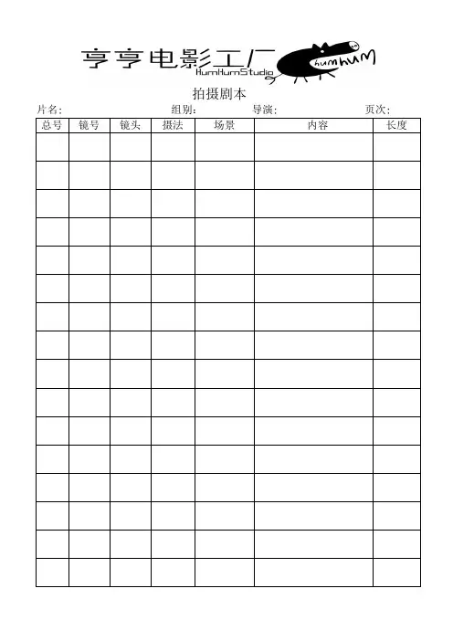 拍摄剧本
