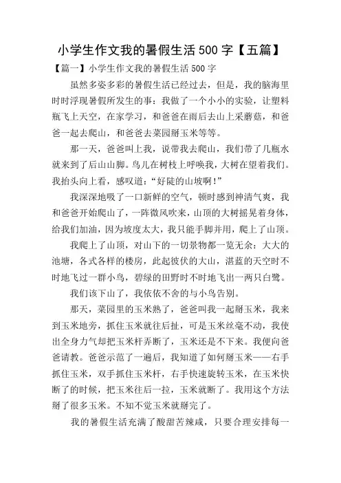 小学生作文我的暑假生活500字【五篇】