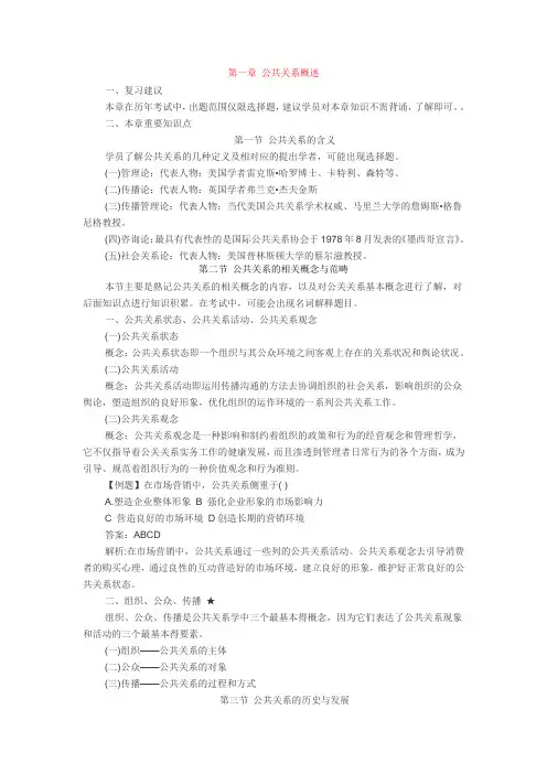 公共关系学考点