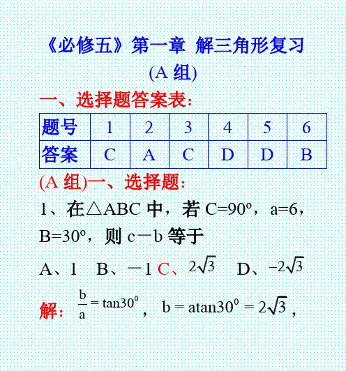 《必修五》第一章解三角形复习演示版