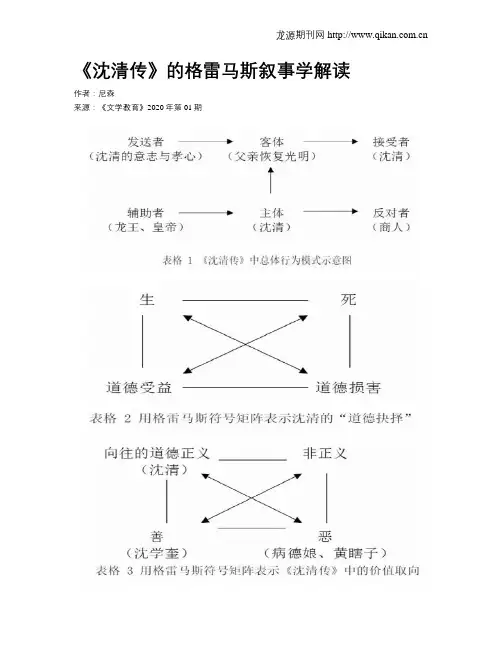 《沈清传》的格雷马斯叙事学解读