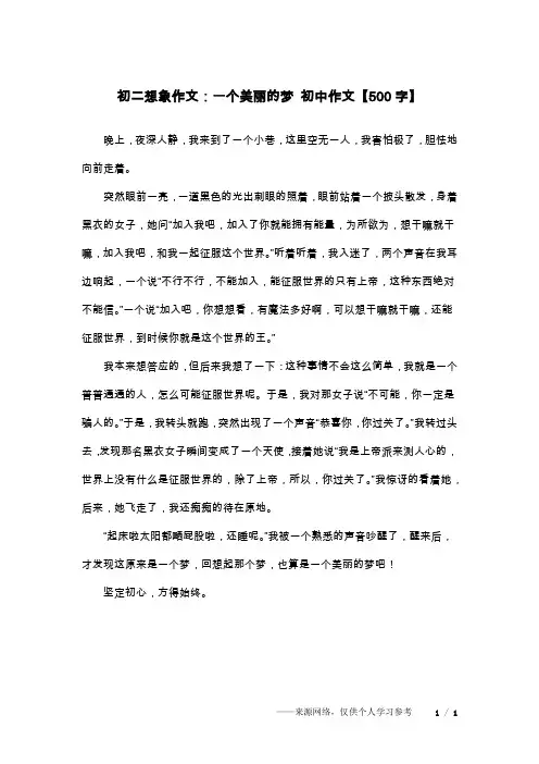 初二想象作文：一个美丽的梦 初中作文【500字】