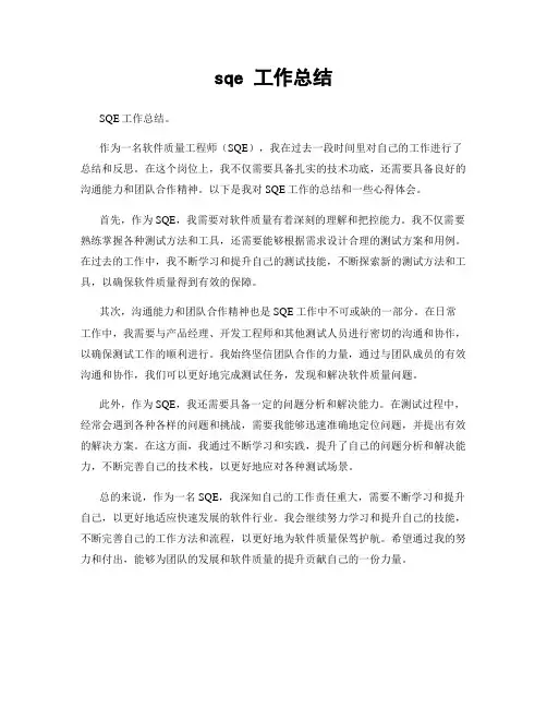 sqe 工作总结