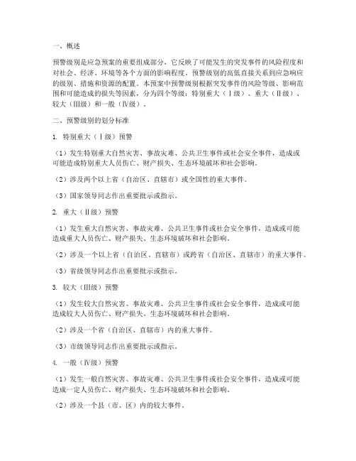 应急预案中预警级别