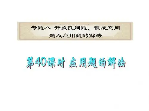 专题 应用题的解法