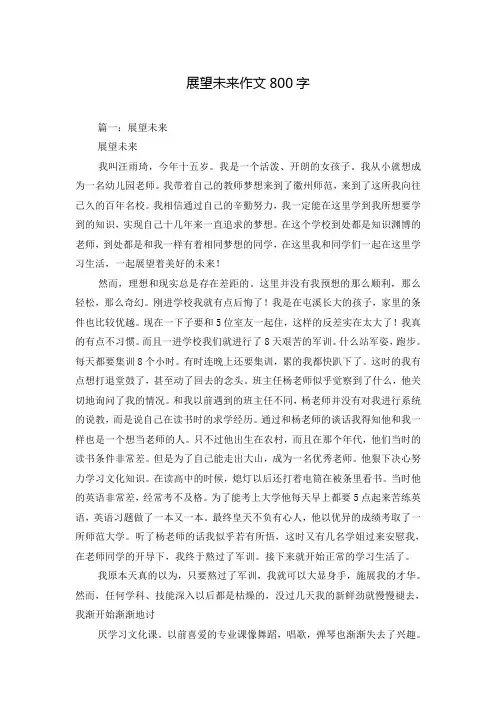 展望未来作文800字