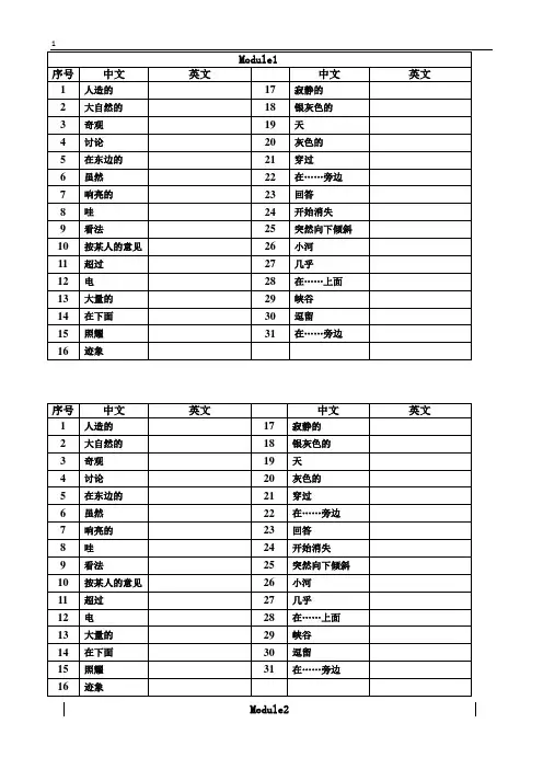九年级单词表-中文版