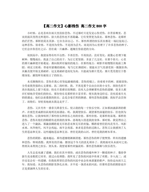 【高二作文】心影残伤 高二作文800字