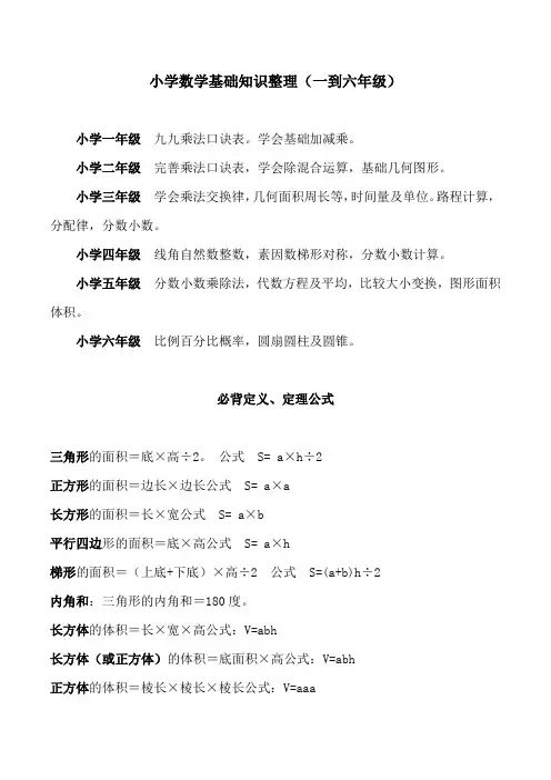 小学数学基础知识整理(