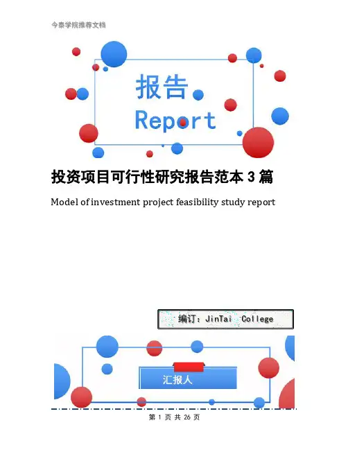 投资项目可行性研究报告范本3篇