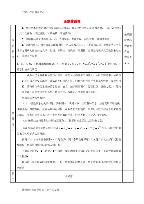 [推荐学习]2017届高三数学一轮复习第5讲函数的图像教案