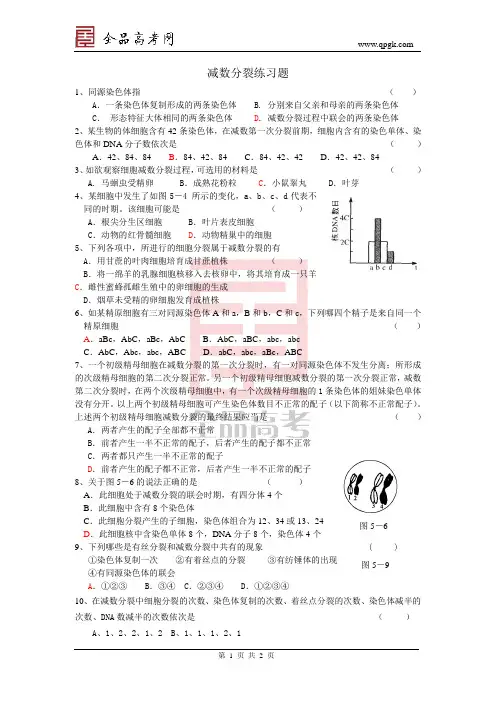 复印减数分裂练习题