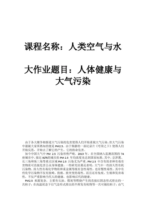 人体健康与大气污染