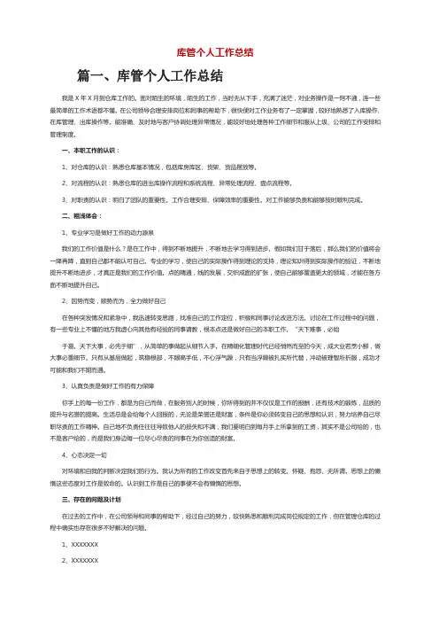 库管个人工作总结