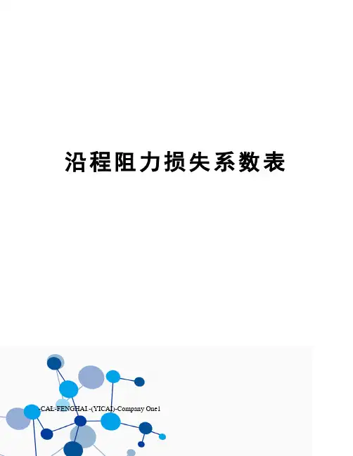 沿程阻力损失系数表