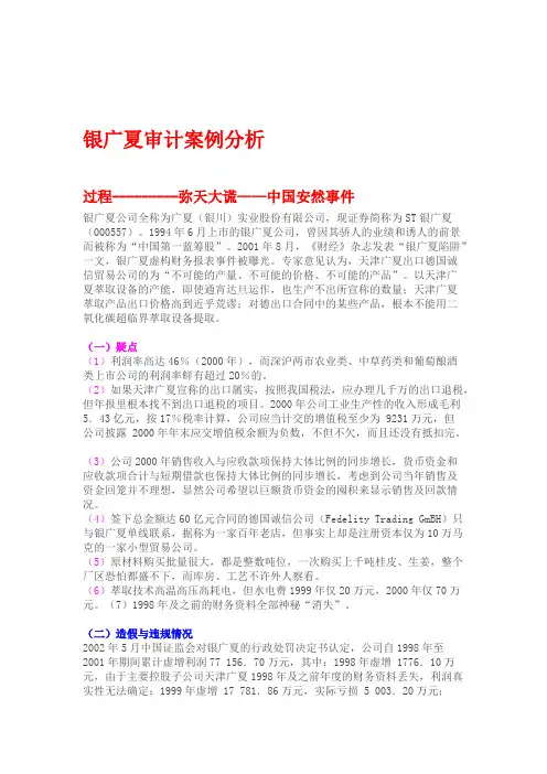 银广夏审计案例分析(最新整理)