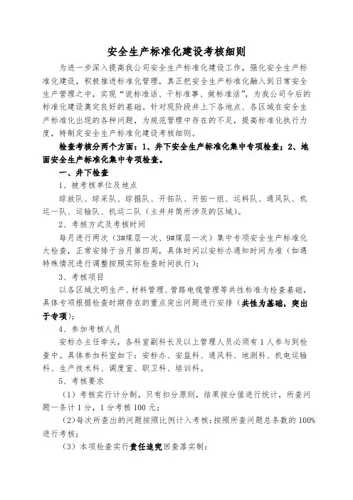 安全生产标准化建设考核细则
