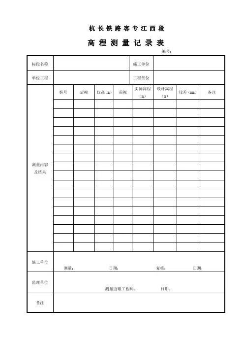 1.高程测量记录表