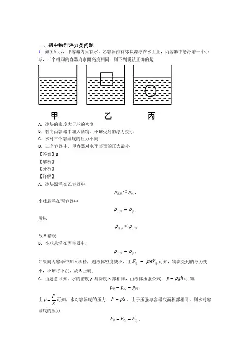 中考物理浮力类问题-经典压轴题附答案
