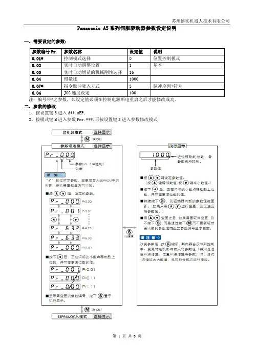 Panasonic A5系列伺服驱动器参数设定说明