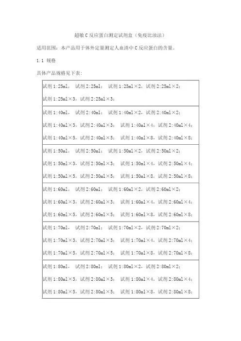 超敏C反应蛋白测定试剂盒(免疫比浊法)产品技术要求beijian