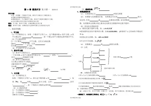 华师大版-数学-八年级上册-华师大版数学八上 数的开方复习导学案