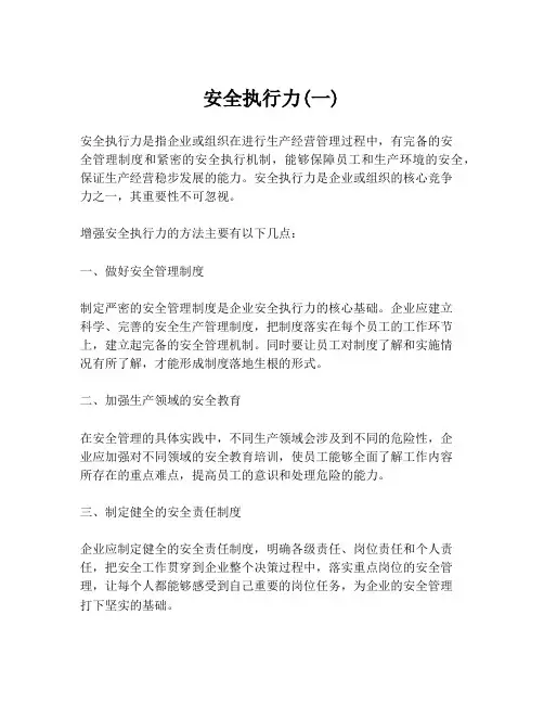 安全执行力(一)