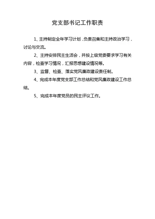 党支部书记工作职责