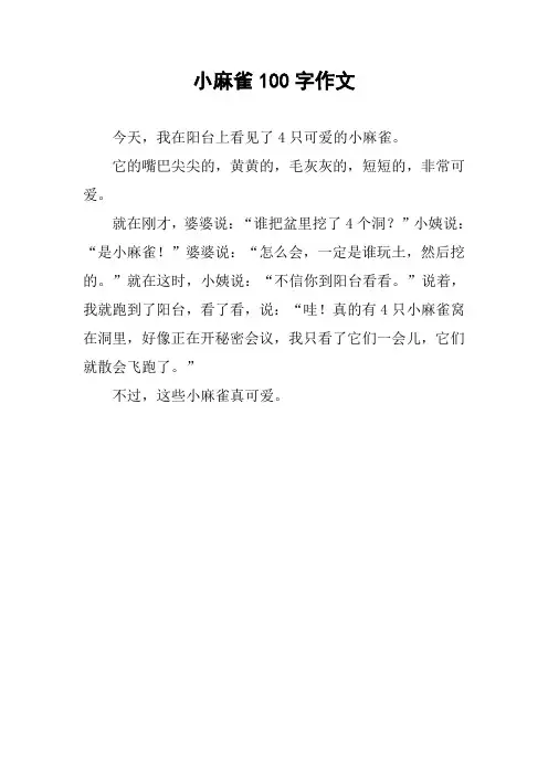 小麻雀100字作文