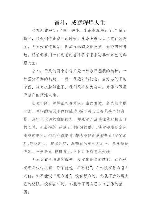 奋斗,成就辉煌人生