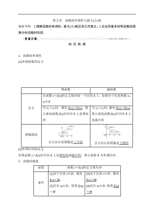 北师大文科数学高考总复习教师用书：函数的单调性与最大 含答案