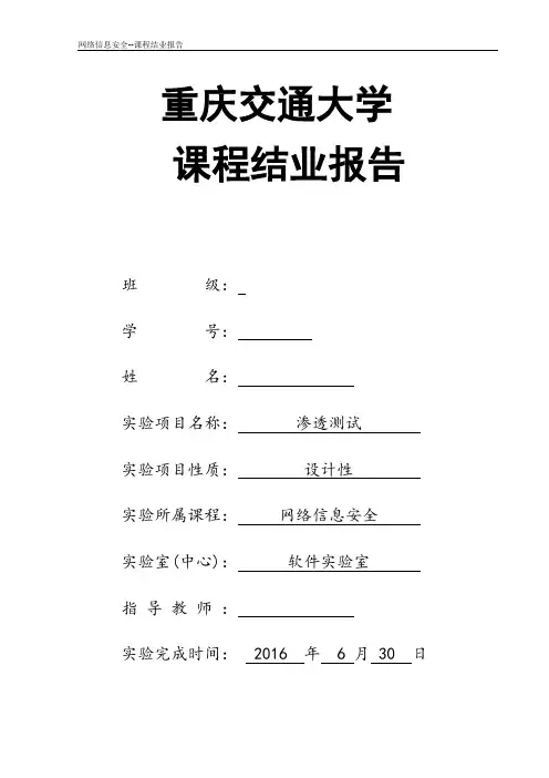 网络信息安全 渗透测试