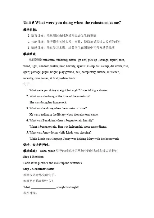 Unit 5 What were you doing when教学设计
