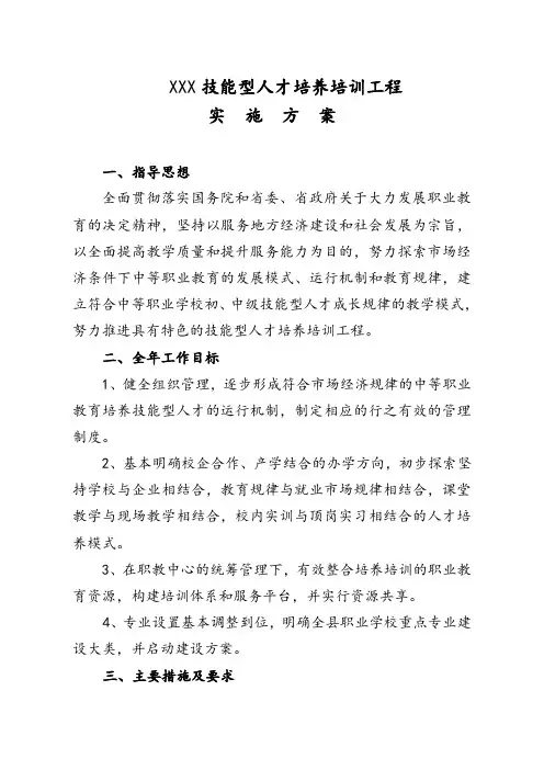 技能型人才培养培训工程