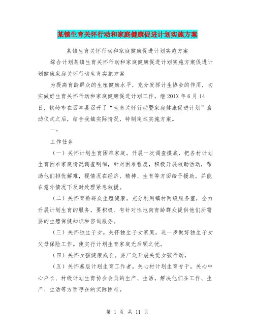 某镇生育关怀行动和家庭健康促进计划实施方案
