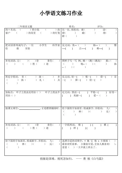 小学二年级语文精题选做IV (75)