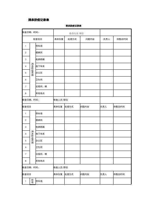 消杀防疫记录表