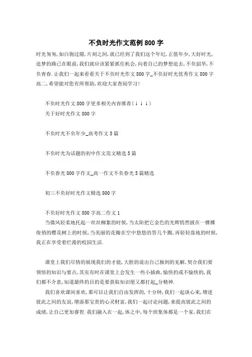 不负时光作文范例800字