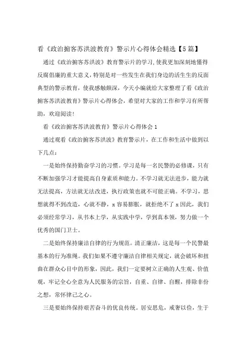 看政治掮客苏洪波教育警示片心得体会精选【5篇】