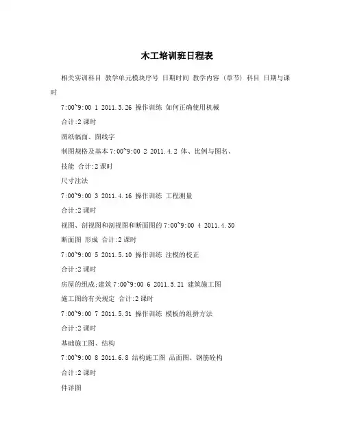 木工培训班日程表